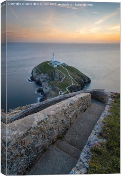 Sunset at South Stack Lighthouse in Anglesey, North Wales Canvas Print by Katie McGuinness