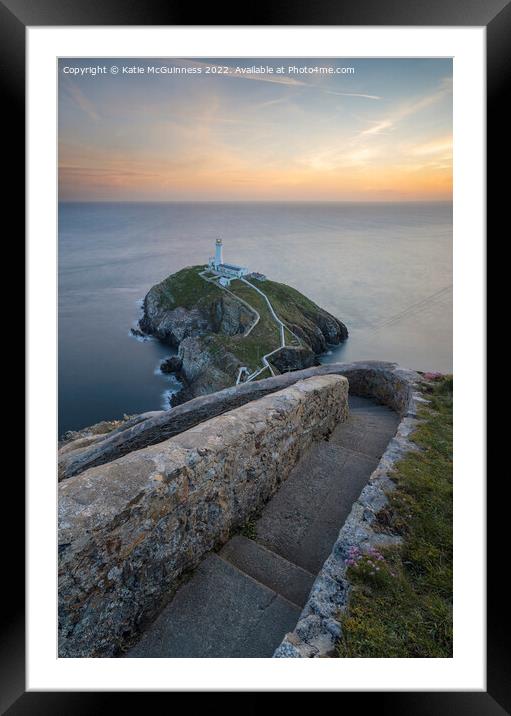 Sunset at South Stack Lighthouse in Anglesey, North Wales Framed Mounted Print by Katie McGuinness