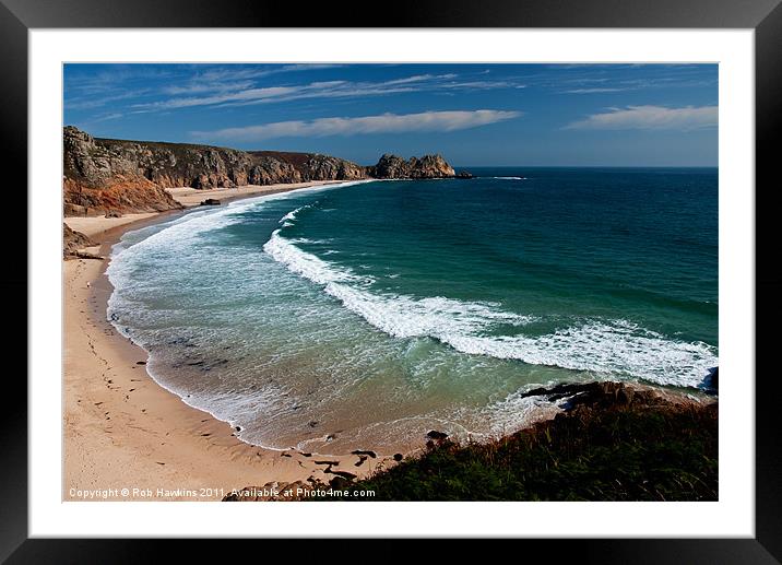 Porthcurno Beach Framed Mounted Print by Rob Hawkins