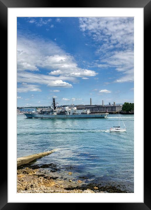 The Mighty HMS Kent Arrives Framed Mounted Print by Roger Mechan
