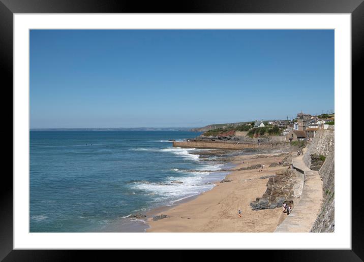 Sunny Porthleven Framed Mounted Print by kathy white