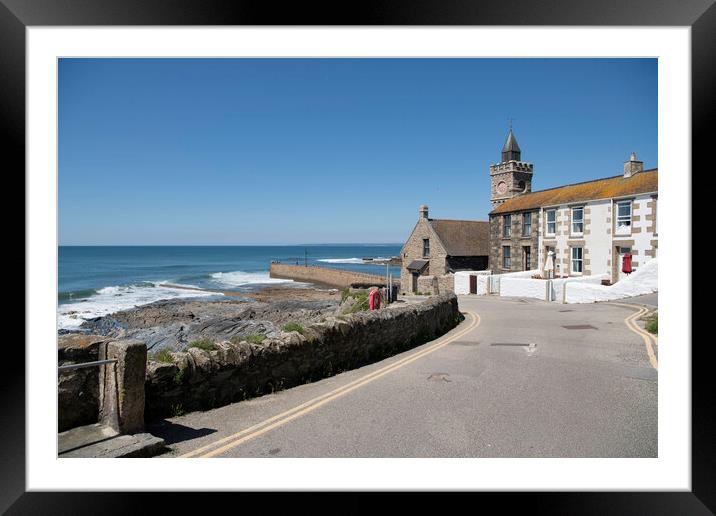 Porthleven Pier Cornwall Framed Mounted Print by kathy white