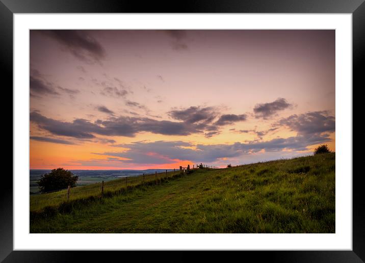 Colourful Dusk Sky Over Rural Kent Framed Mounted Print by Jeremy Sage