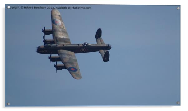 Lanchester bomber flying over Felixstowe Acrylic by Robert Beecham