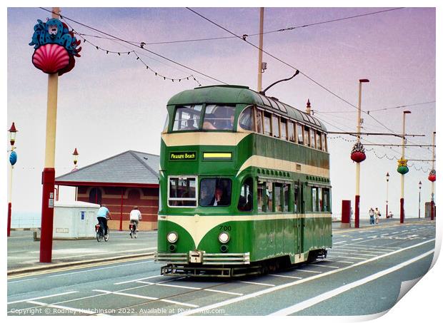 Majestic Heritage Tram in Blackpool Print by Rodney Hutchinson