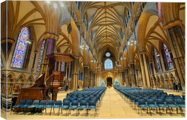 Lincoln Cathedral Nave Canvas Print by Darren Galpin