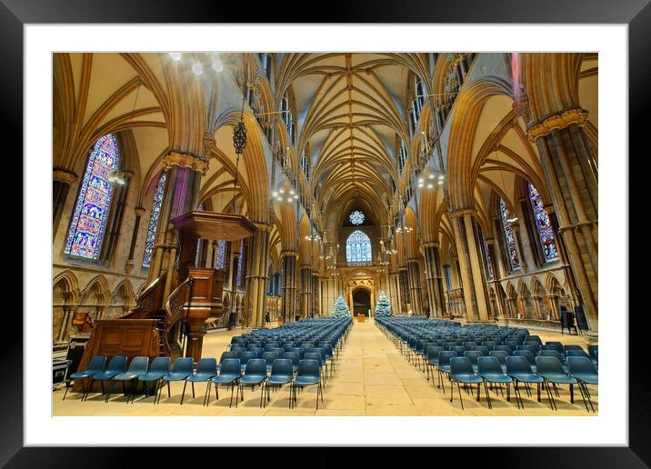 Lincoln Cathedral Nave Framed Mounted Print by Darren Galpin