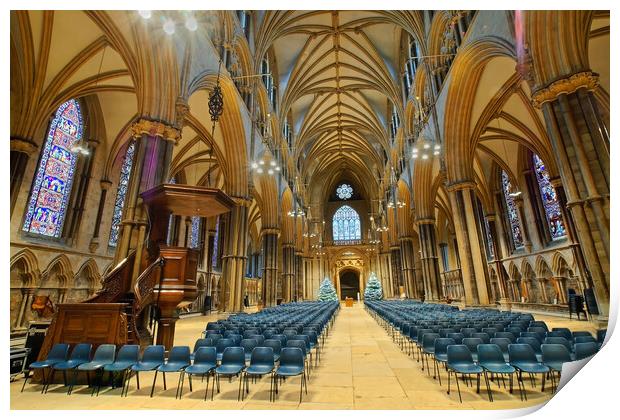 Lincoln Cathedral Nave Print by Darren Galpin