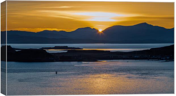 Sunset over Kerrera and Mull Canvas Print by John Frid