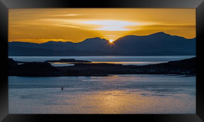 Sunset over Kerrera and Mull Framed Print by John Frid