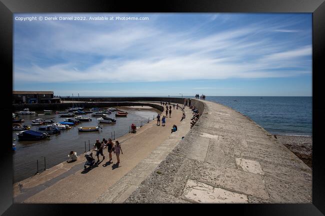 On Top of the Harbour Wall (The Cobb) Framed Print by Derek Daniel
