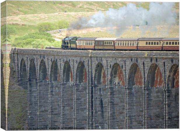 Steam train Braunton on Ribblesdale Viaduct Canvas Print by chris hyde