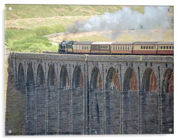 Steam train Braunton on Ribblesdale Viaduct Acrylic by chris hyde