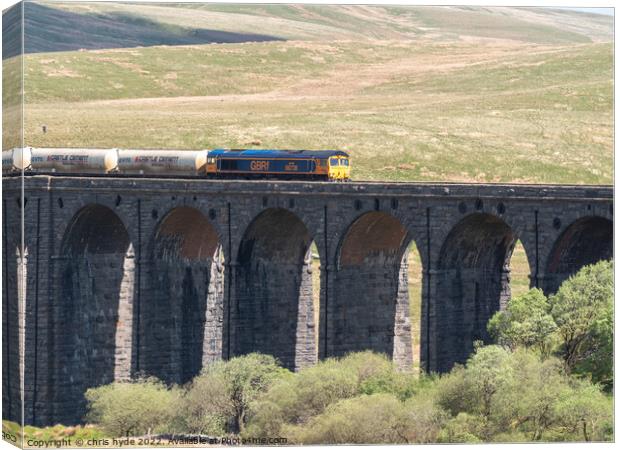 Freight Train on Ribblesdale Viaduct Canvas Print by chris hyde