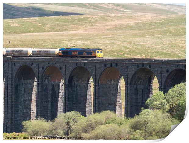 Freight Train on Ribblesdale Viaduct Print by chris hyde