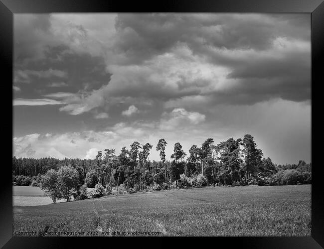 Landscape near Malkovice in Western Bohemia in Black and White Framed Print by Dietmar Rauscher