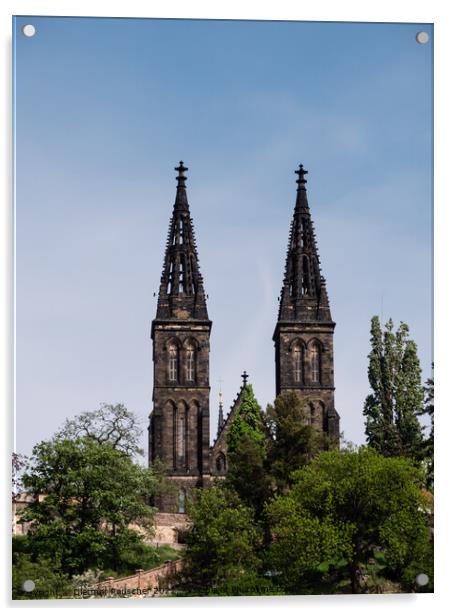 Vysehrad Basilica in Prague, Czech Republic Acrylic by Dietmar Rauscher