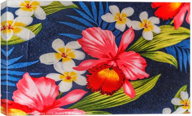Colorful Hawaiian Red Orchid Textile Waikiki Honolulu Hawaii Canvas Print by William Perry