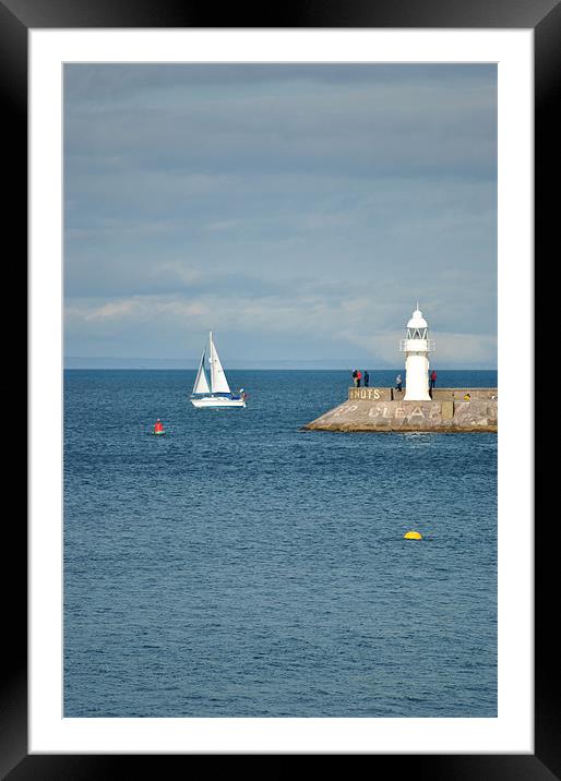 Sailing Off Brixham Breakwater Framed Mounted Print by graham young