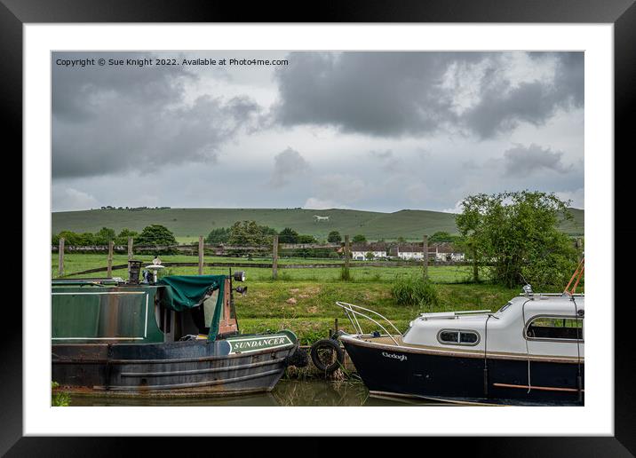 Narrow boats on the Kennet and Avon canal Framed Mounted Print by Sue Knight