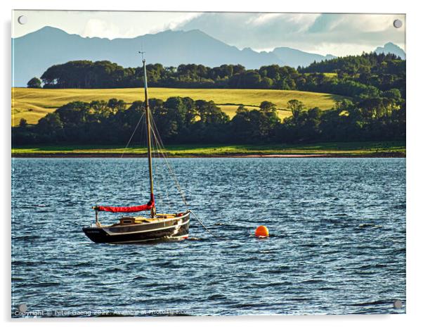 Moored Sailing Boat - Largs - Scotland Acrylic by Peter Gaeng