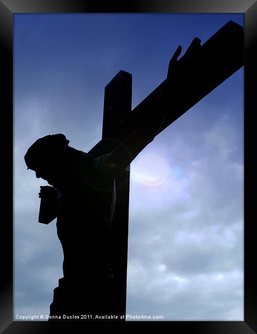 Crucifix Silohuette Framed Print by Donna Duclos