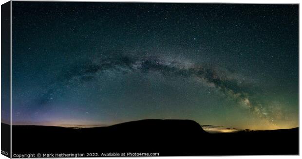 Milky Way panorama in the Elan Valley, mid Wales Canvas Print by Mark Hetherington