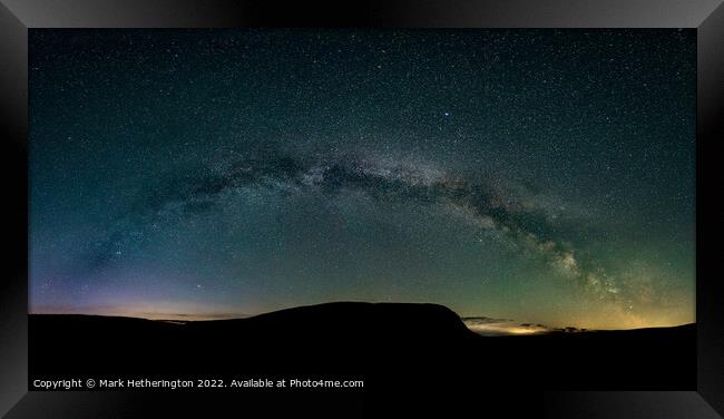 Milky Way panorama in the Elan Valley, mid Wales Framed Print by Mark Hetherington