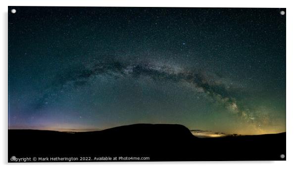 Milky Way panorama in the Elan Valley, mid Wales Acrylic by Mark Hetherington