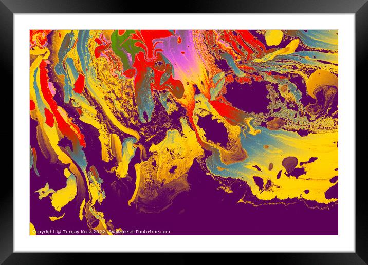 Ebru marbling effect surface pattern design for print Framed Mounted Print by Turgay Koca