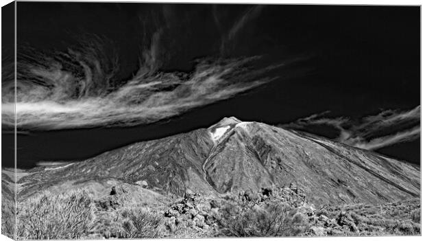 Mount Teide in Mono Canvas Print by Joyce Storey