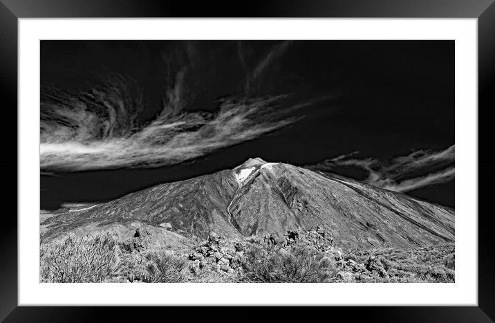 Mount Teide in Mono Framed Mounted Print by Joyce Storey