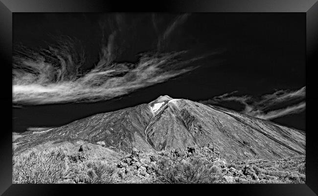 Mount Teide in Mono Framed Print by Joyce Storey