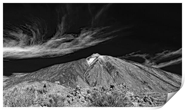 Mount Teide in Mono Print by Joyce Storey