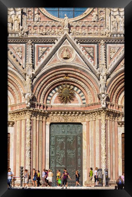 Main Door of the Duomo - Siena Framed Print by Laszlo Konya