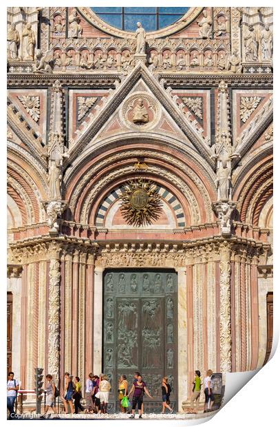 Main Door of the Duomo - Siena Print by Laszlo Konya