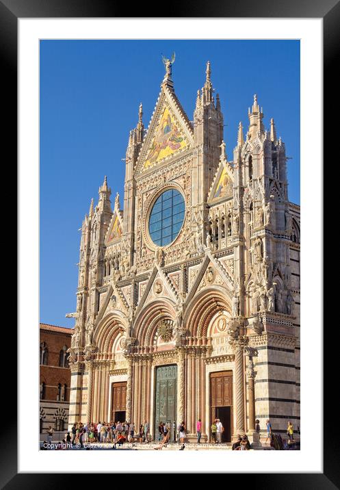 West Façade of the Duomo - Siena Framed Mounted Print by Laszlo Konya