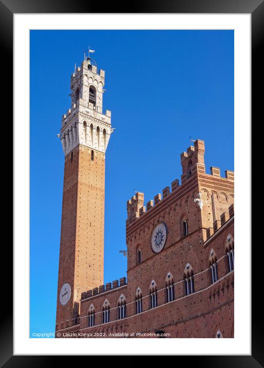 Torre del Mangia - Siena Framed Mounted Print by Laszlo Konya