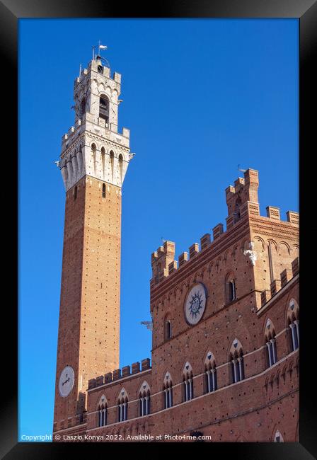 Torre del Mangia - Siena Framed Print by Laszlo Konya