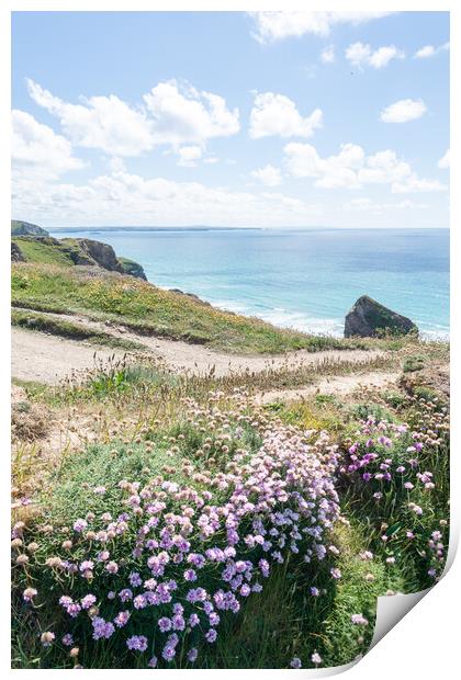 Bedruthan Steps, Cornwall Print by Graham Custance