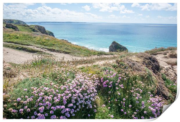 Bedruthan Steps, Cornwall Print by Graham Custance