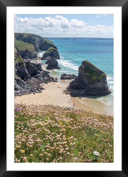 Bedruthan Steps, Cornwall Framed Mounted Print by Graham Custance