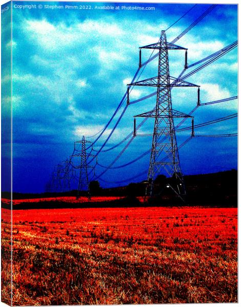 Pylons Red Blue Canvas Print by Stephen Pimm