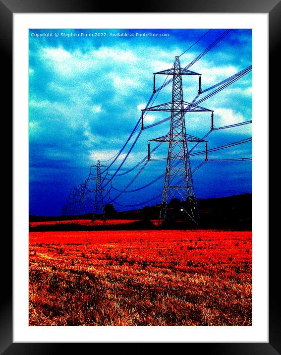 Pylons Red Blue Framed Mounted Print by Stephen Pimm