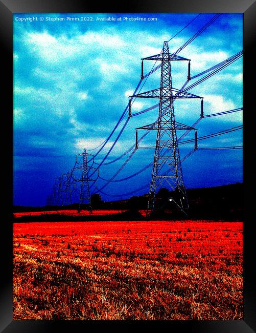 Pylons Red Blue Framed Print by Stephen Pimm