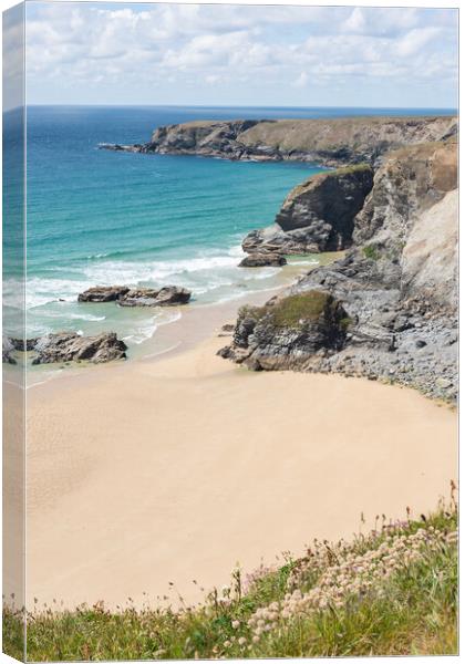 Bedruthan Steps, Cornwall Canvas Print by Graham Custance