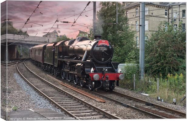Majestic Steam Train Approaching Shipley Station Canvas Print by Rodney Hutchinson