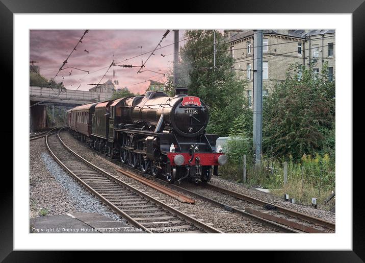 Majestic Steam Train Approaching Shipley Station Framed Mounted Print by Rodney Hutchinson