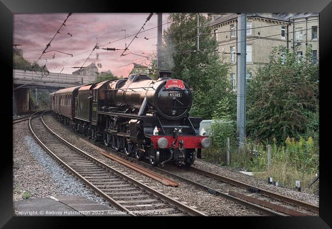Majestic Steam Train Approaching Shipley Station Framed Print by Rodney Hutchinson
