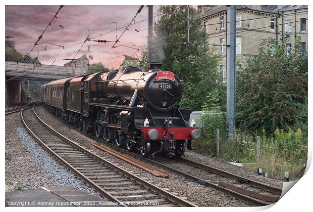 Majestic Steam Train Approaching Shipley Station Print by Rodney Hutchinson